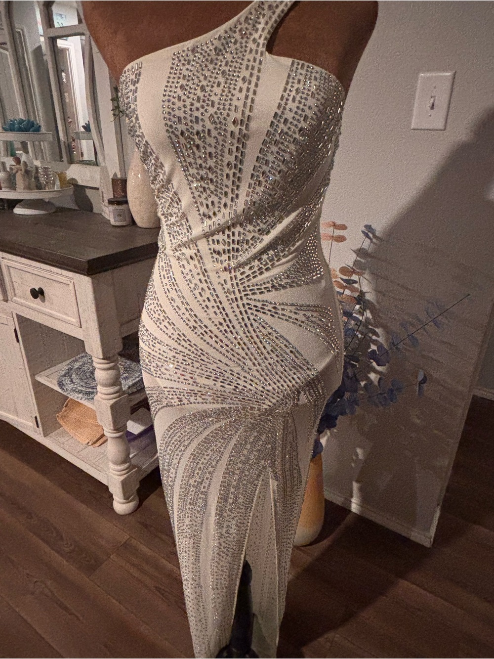 BANJUL Vienna Rhinestone One-Shoulder Maxi Gown size S - Picture 7 of 16